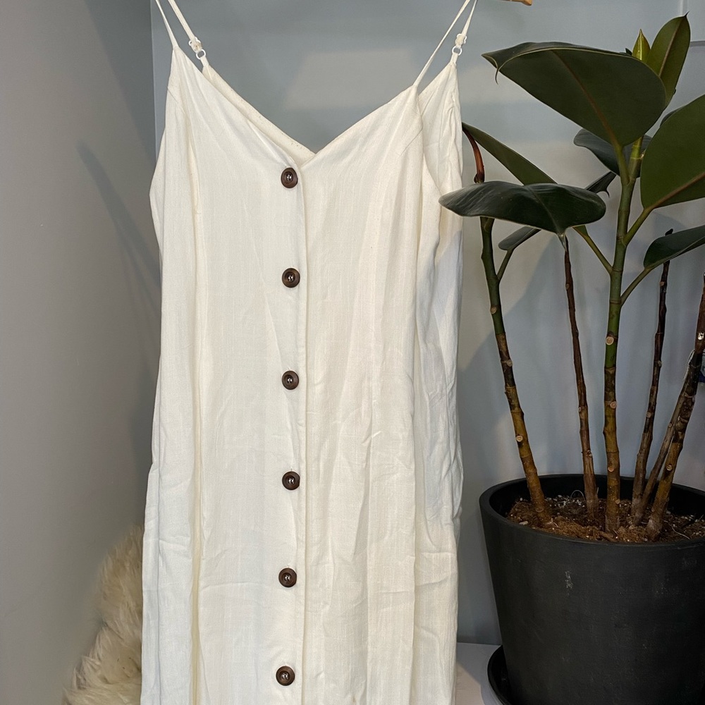 Button up white midi dress
